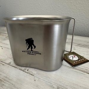 (New) Wounded Warrior GI Style  Stainless Steel Canteen Cup Collapsible Handle